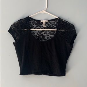 Black lace crop top